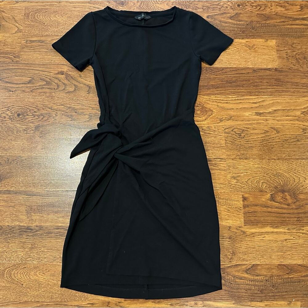 Club Monaco Twansia Wrap Mini Dress Women’s XS Black Minimalist Chic Modern